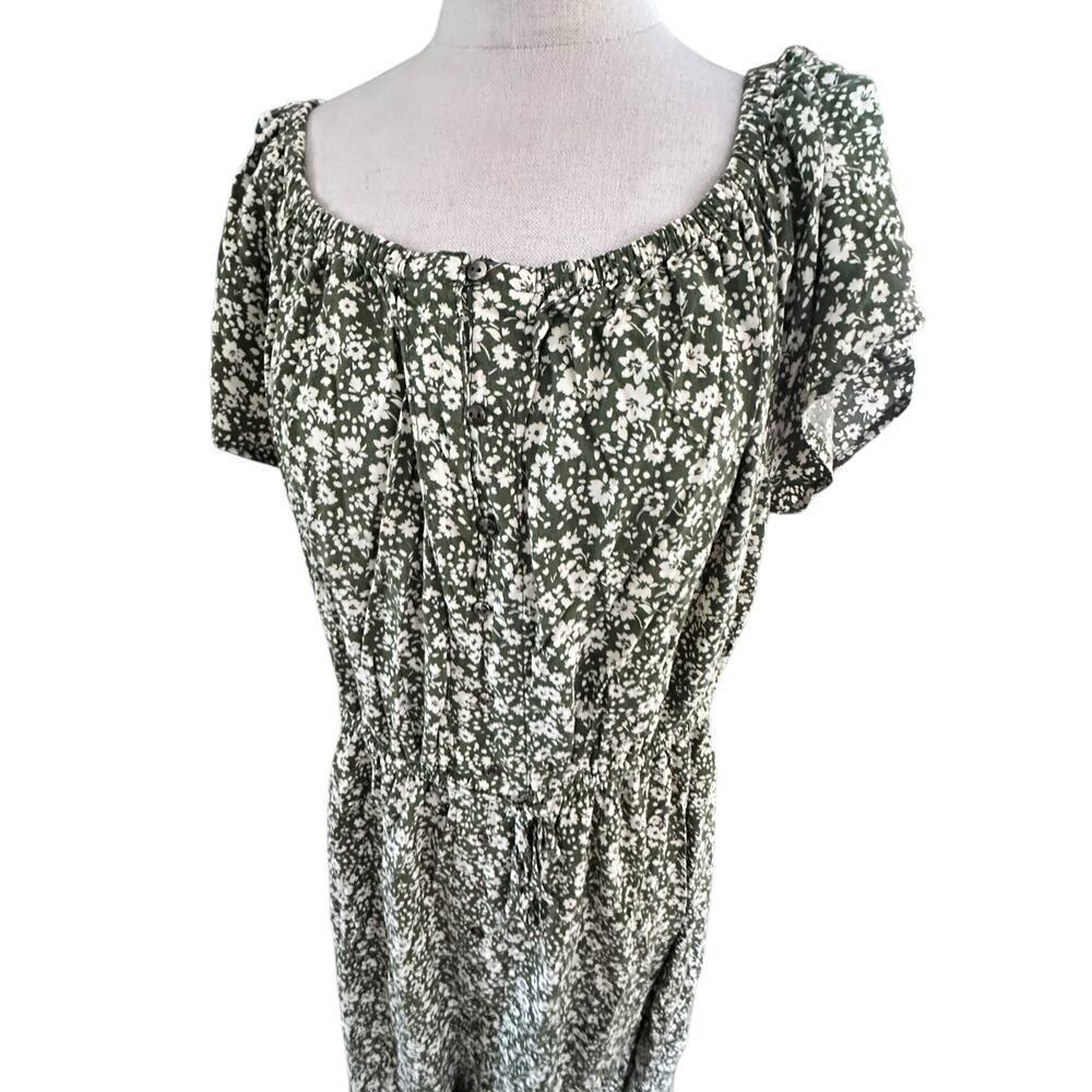 Indigo Rose Women's Green Floral Print Short Sleeves Maxi Dress Size 3X - Picture 2 of 7